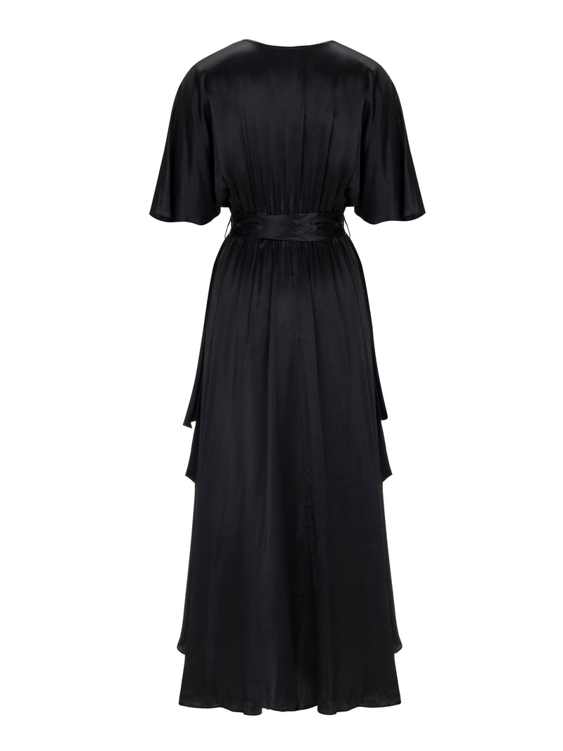 Nocturne Long Solid V-Neck Dress