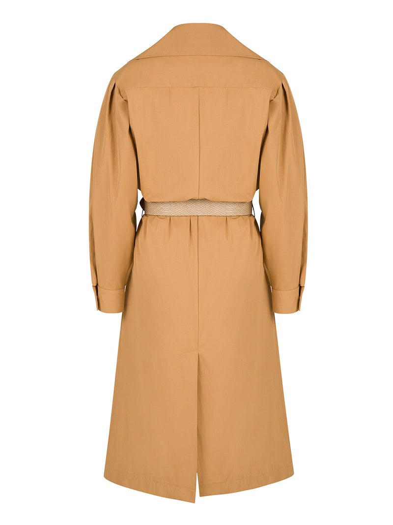 Nocturne Wide Collar Belt Trench Coat Camel