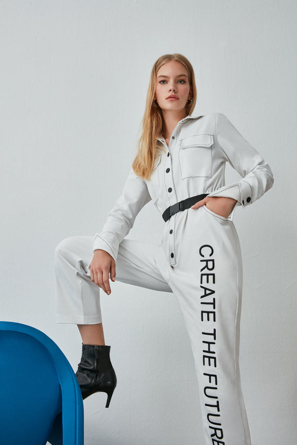 Nocturne Create The Future Print Jumpsuit Off White