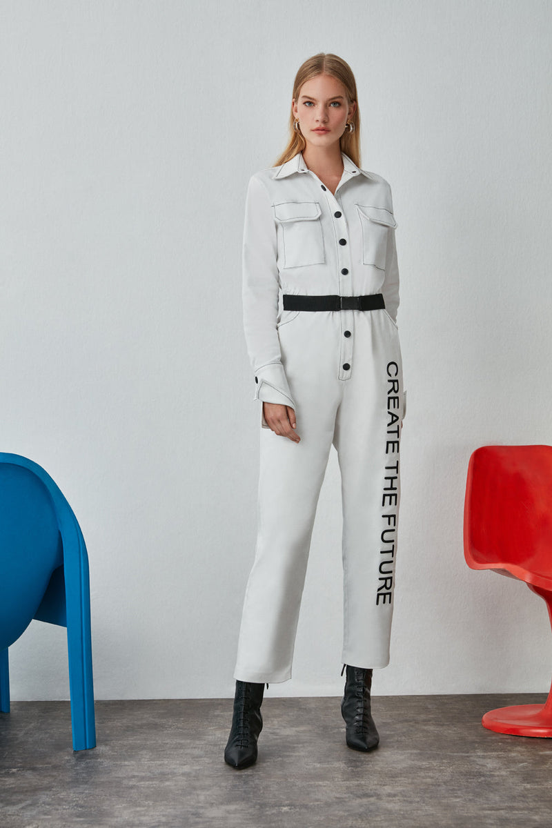 Nocturne Create The Future Print Jumpsuit Off White