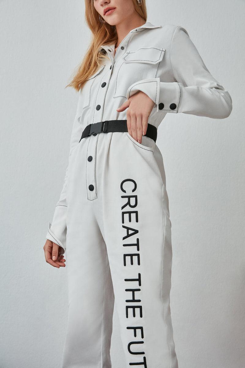 Nocturne Create The Future Print Jumpsuit Off White