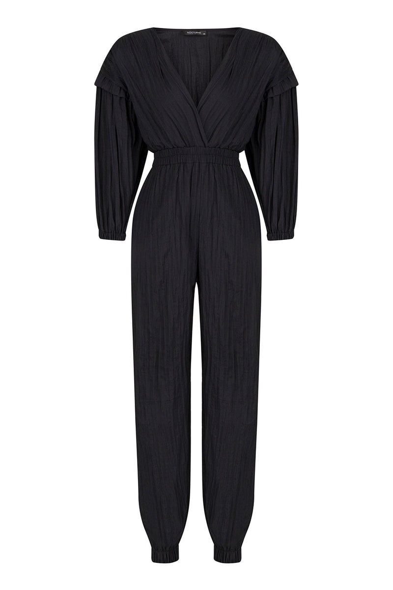 Nocturne Drape V-Neck Jumpsuit Black