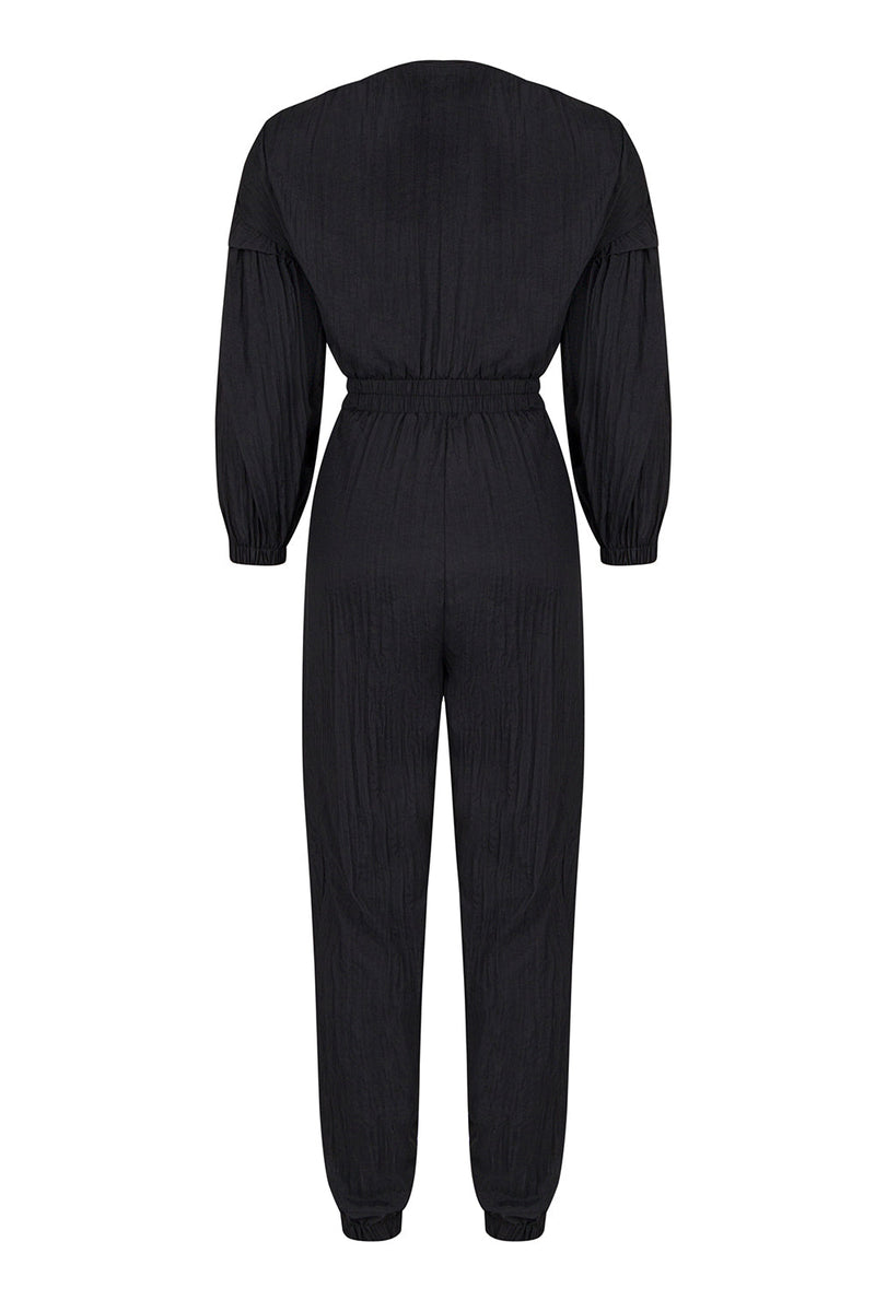 Nocturne Drape V-Neck Jumpsuit Black