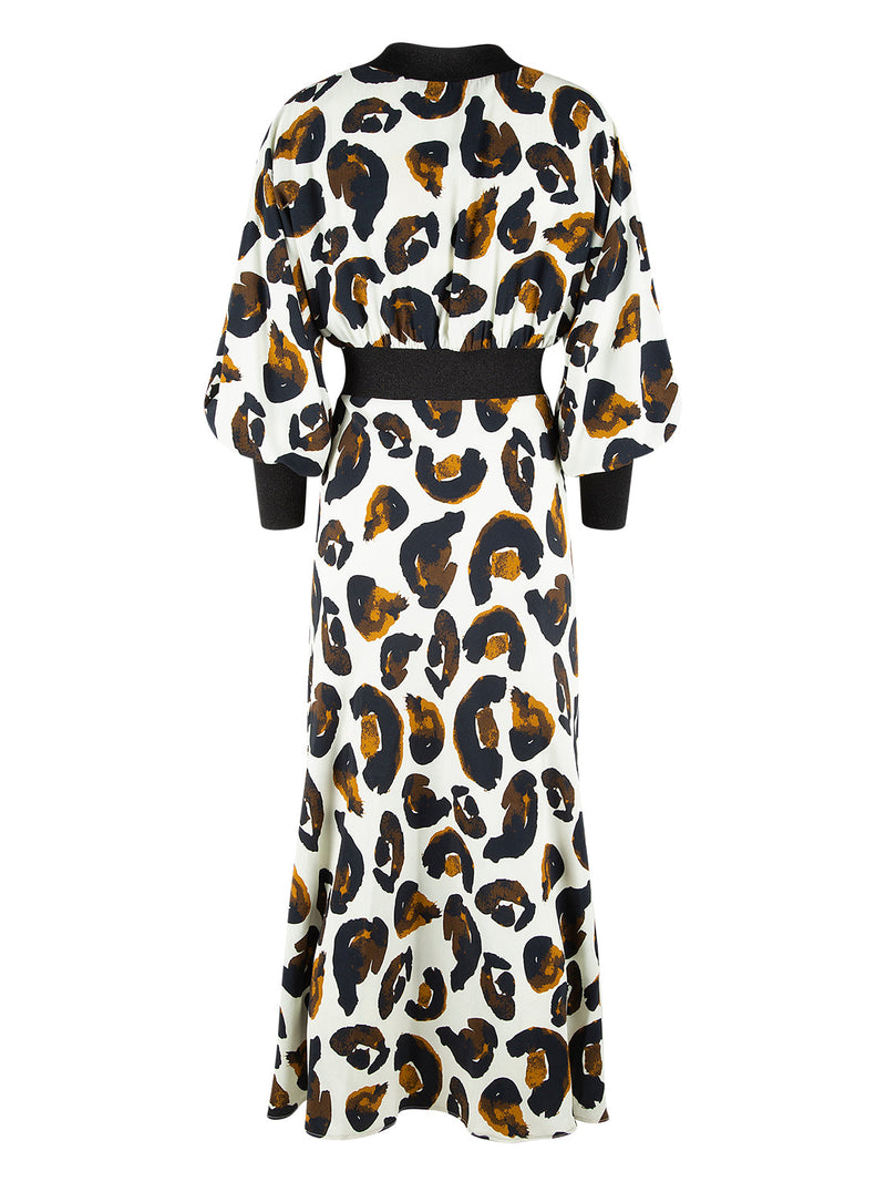 Nocturne Leopard Print Midi Dress Multi Color