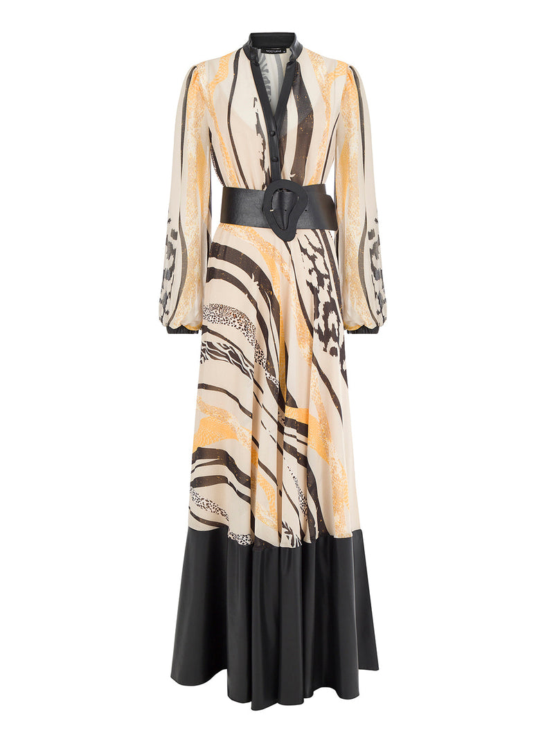 Nocturne Printed Balloon Sleeve Maxi Dress Multi Color