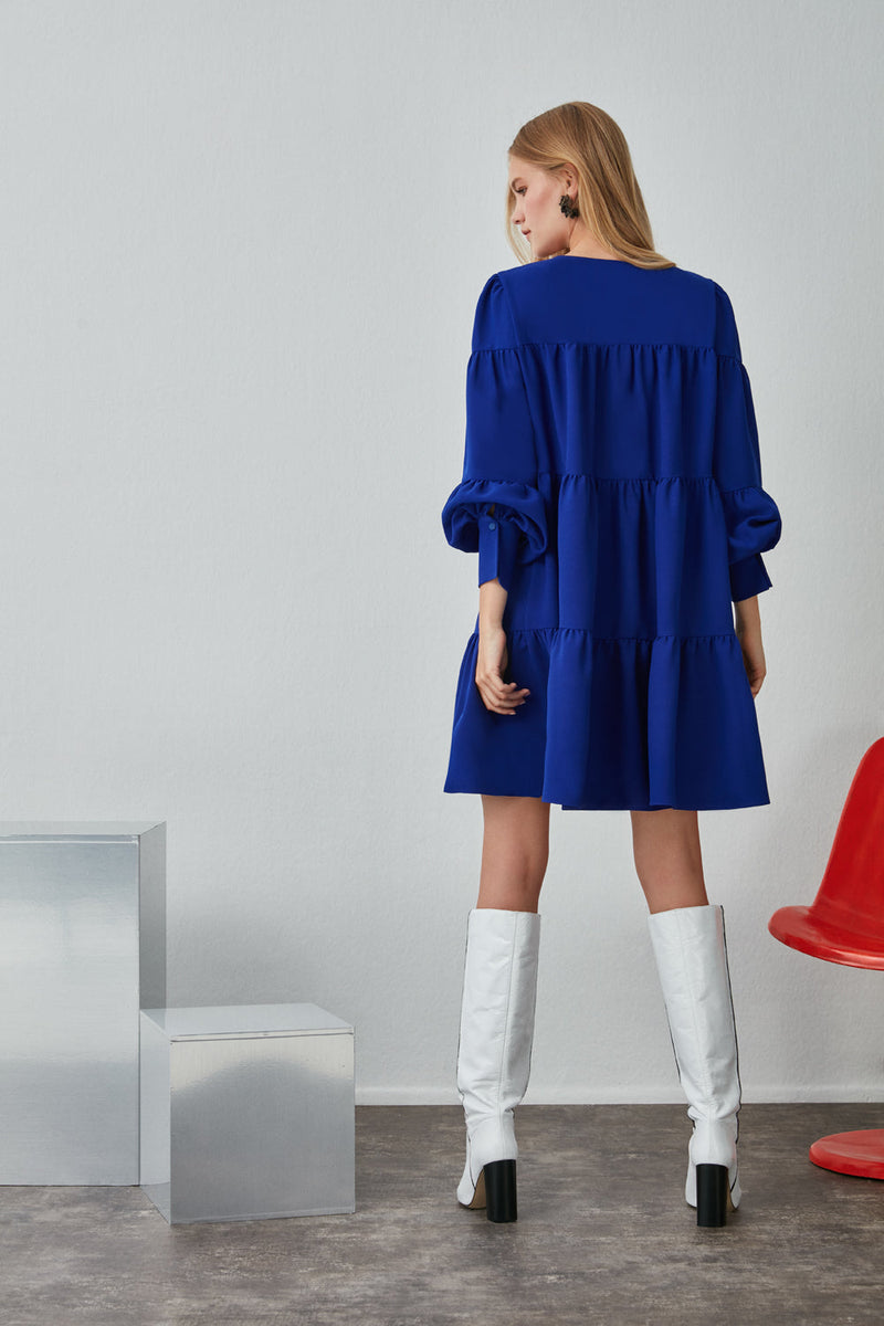 Nocturne Embroidered Detail Tunic Blouse Blue