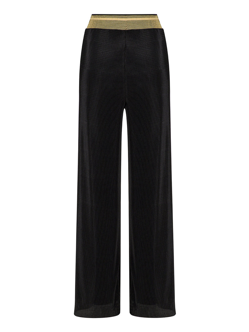 Nocturne High Waist Ribbed Detail Trouser Black