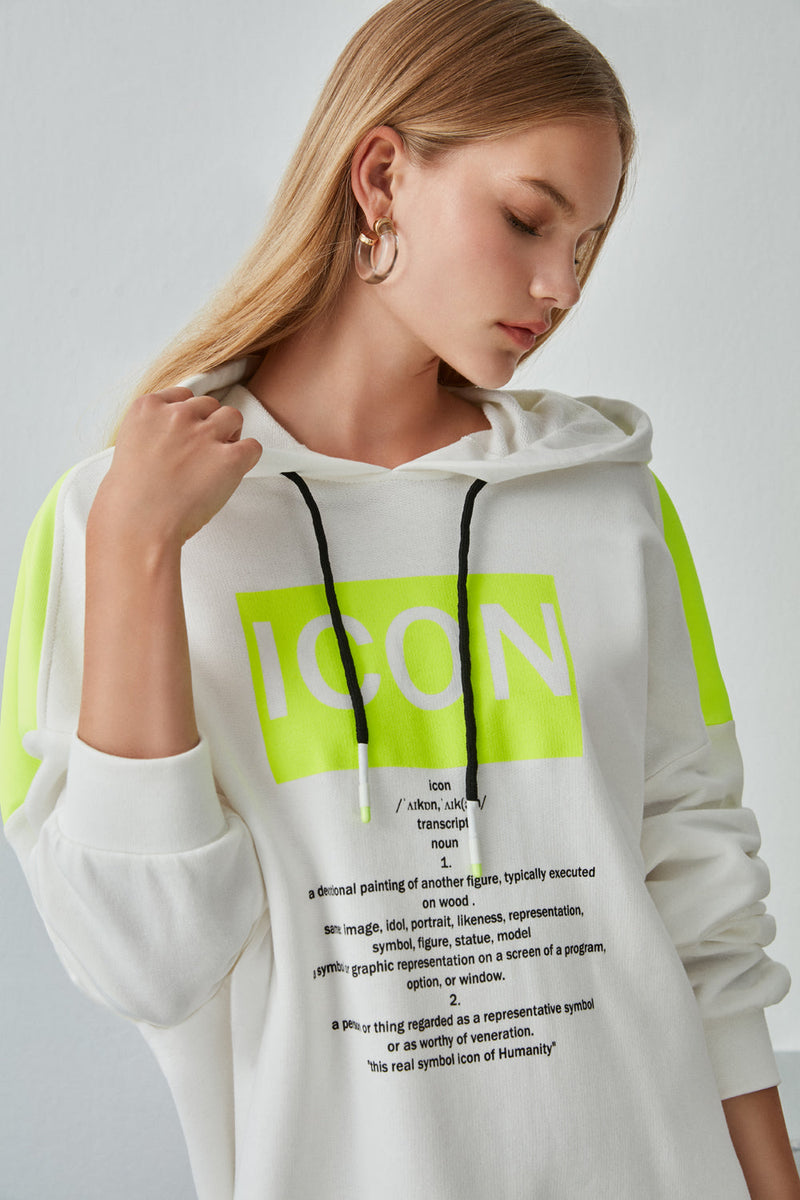 Nocturne Long Sleeve Hooded Sweatshirt Off White