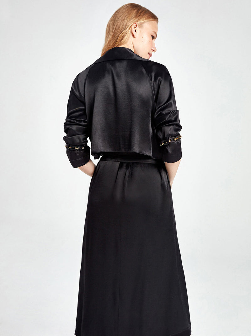 Nocturne Trenchcoat Silk Black - Wardrobe Fashion