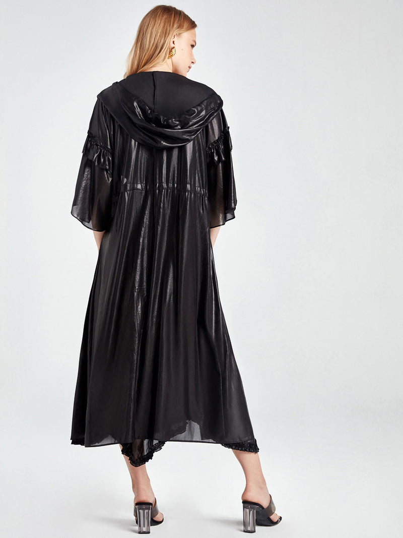 Nocturne Trenchcoat Silk Black - Wardrobe Fashion