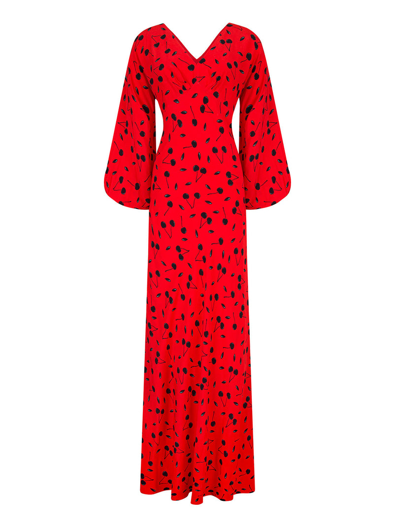 Nocturne Dress Print L/Sl Red - Wardrobe Fashion