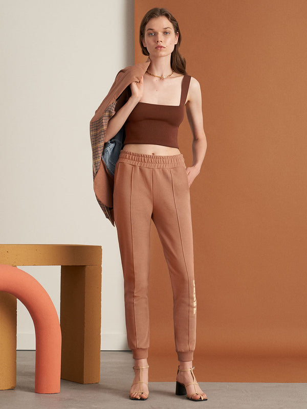 Nocturne Elastic Waist Comfortable Fit Trouser Brown