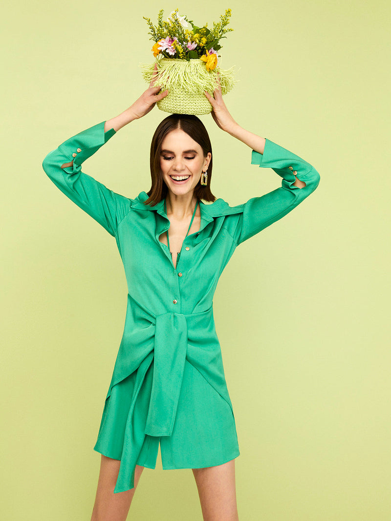 Nocturne Tied Shirt Dress Green