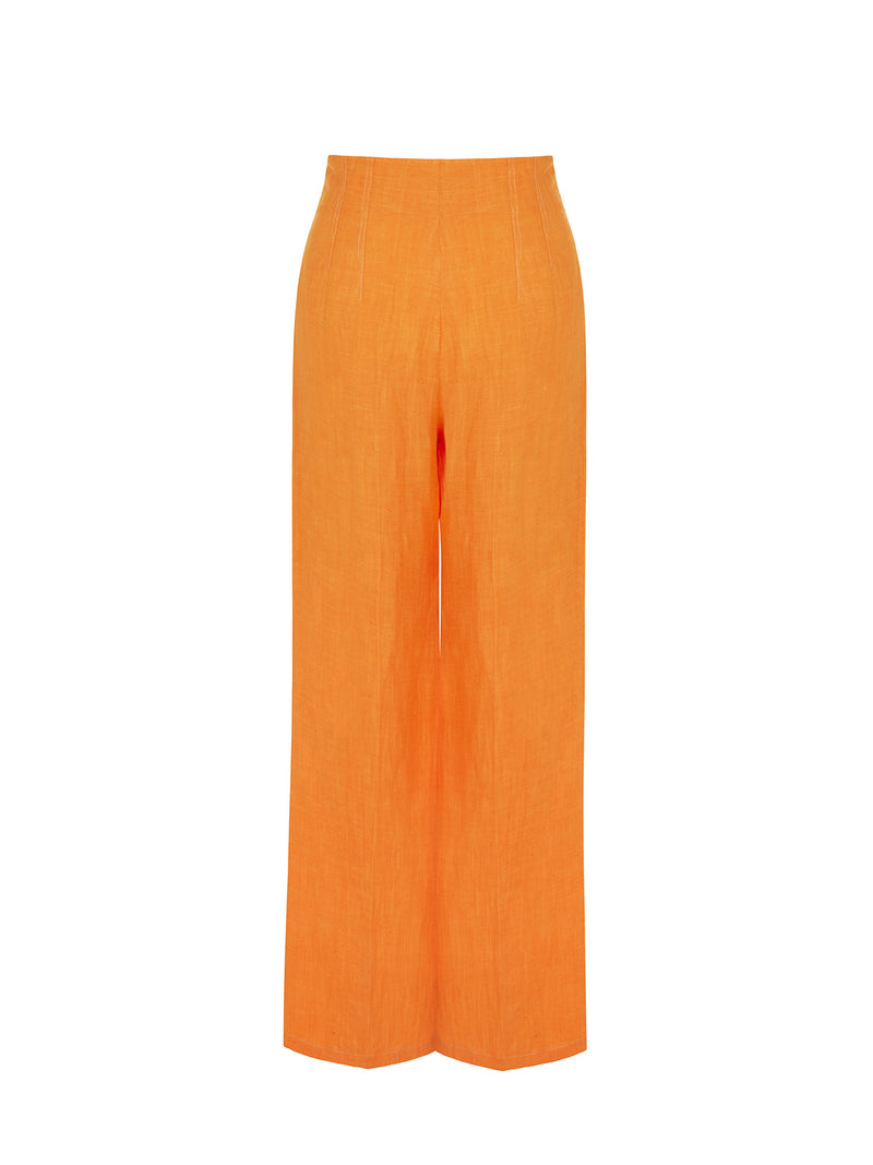 Nocturne Wide Leg Linen Pants Orange