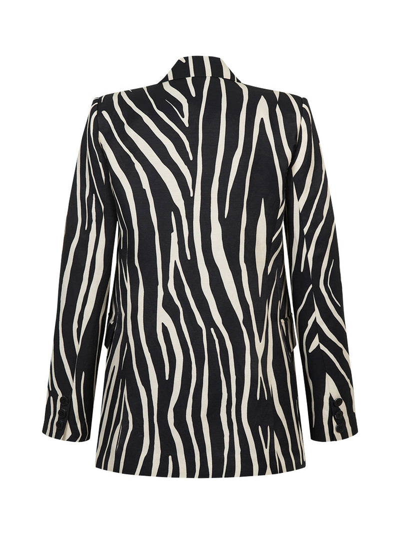 Nocturne Zebra Print Linen Blazer Varyant