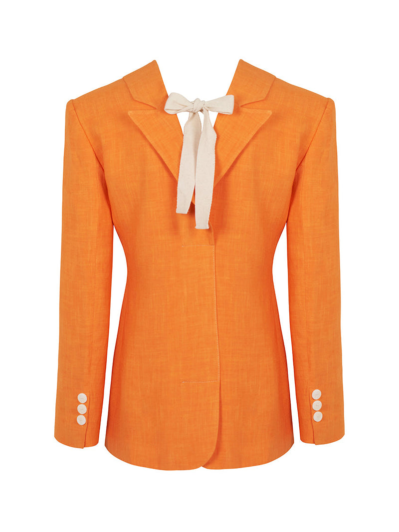 Nocturne Linen Jacket With Back Detail Orange