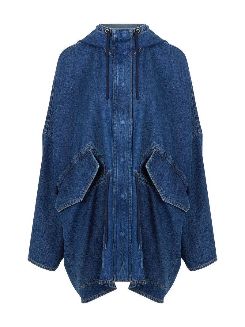 Nocturne Hooded Oversize Denim Jacket Indigo