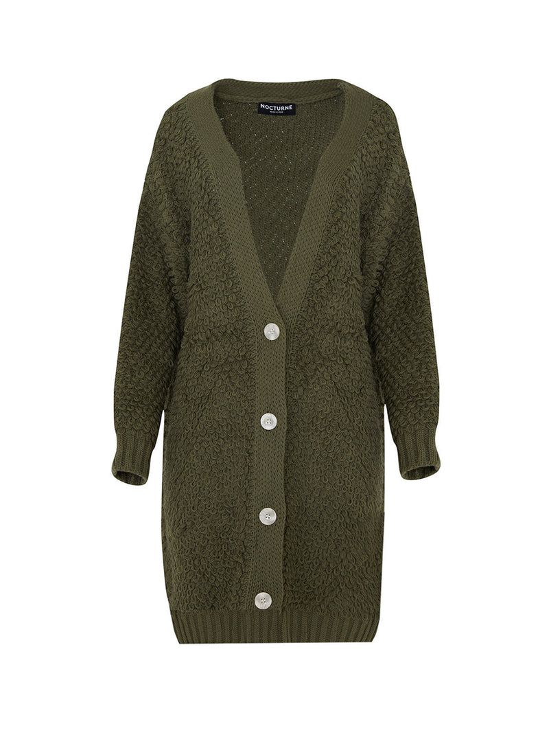 Nocturne Knitted Oversize Cardigan Khaki