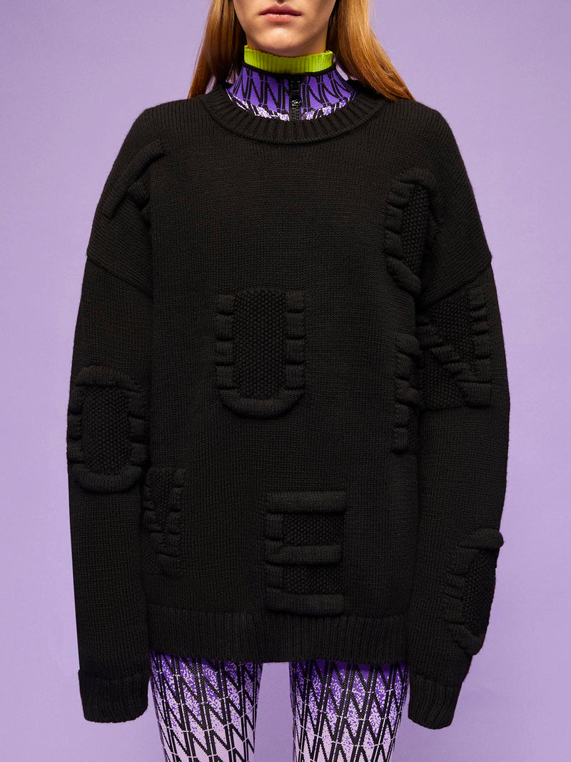 Nocturne Embossed Oversize Knitwear Black