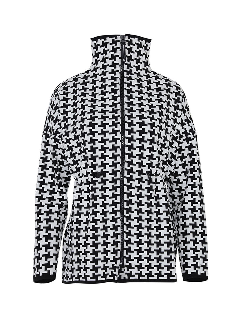 Nocturne Patterned Jacket With Adjustable Waist Black