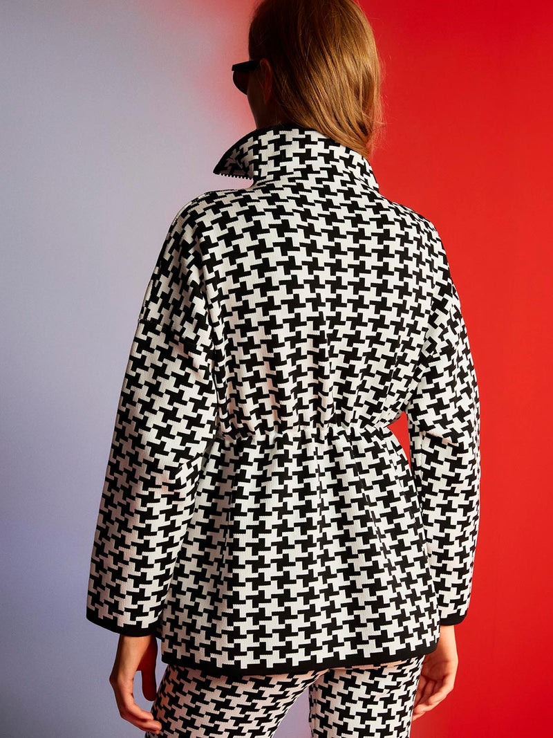 Nocturne Patterned Jacket With Adjustable Waist Black