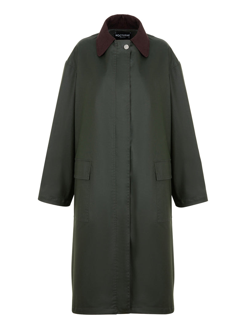 Nocturne Garnished Oversize Trench Coat Dark Kaki