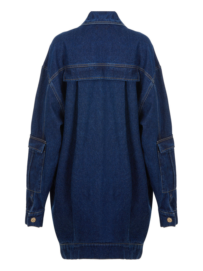 Nocturne Oversize Denim Trench Coat Indigo