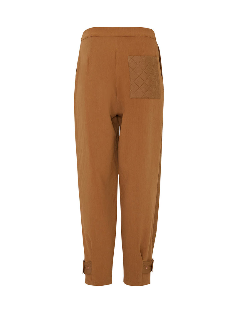 Nocturne Quilted Solid Trousers Camel