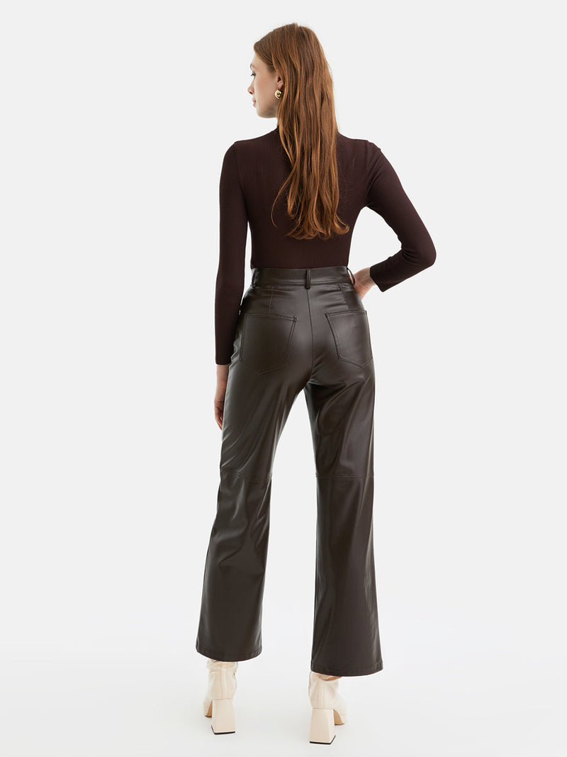 Nocturne Synthetic Leather Trousers Dark Brown