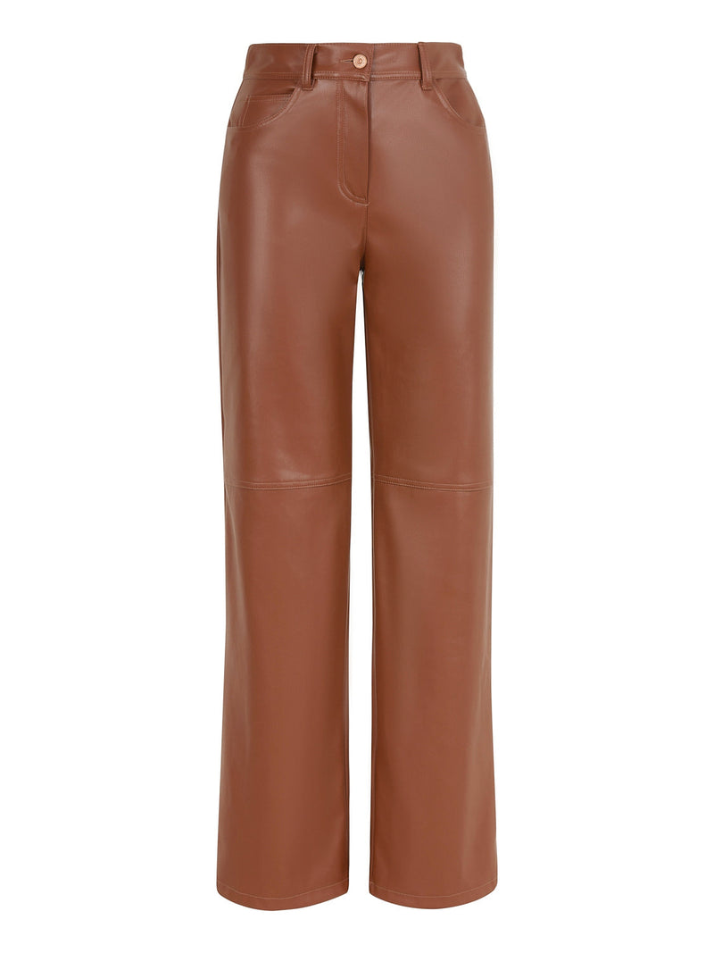 Nocturne Synthetic Leather Trousers Camel