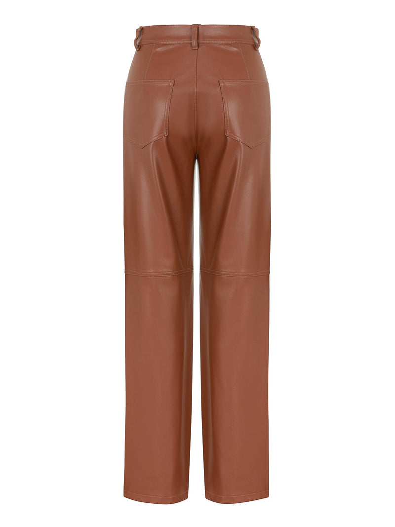 Nocturne Synthetic Leather Trousers Camel