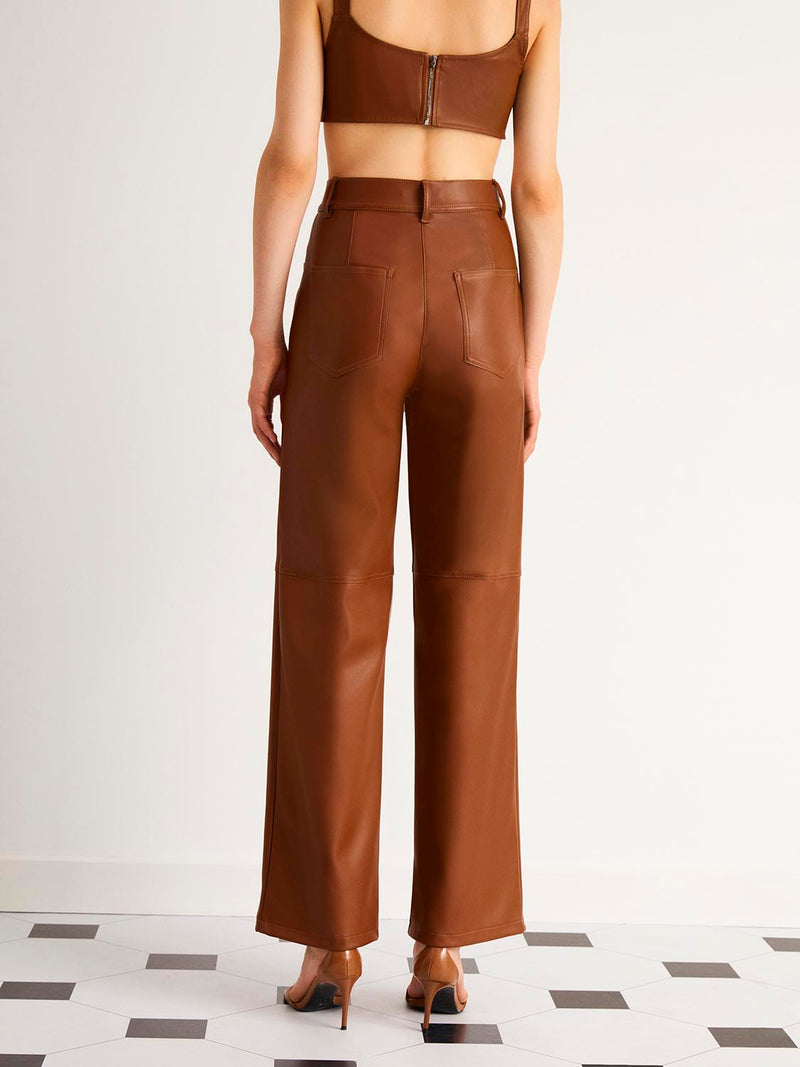 Nocturne Synthetic Leather Trousers Camel