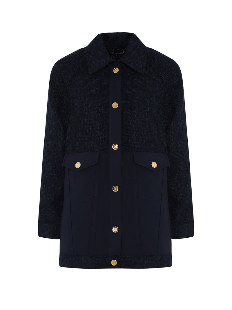 Nocturne Double Pocket Tweed Jacket Navy Blue