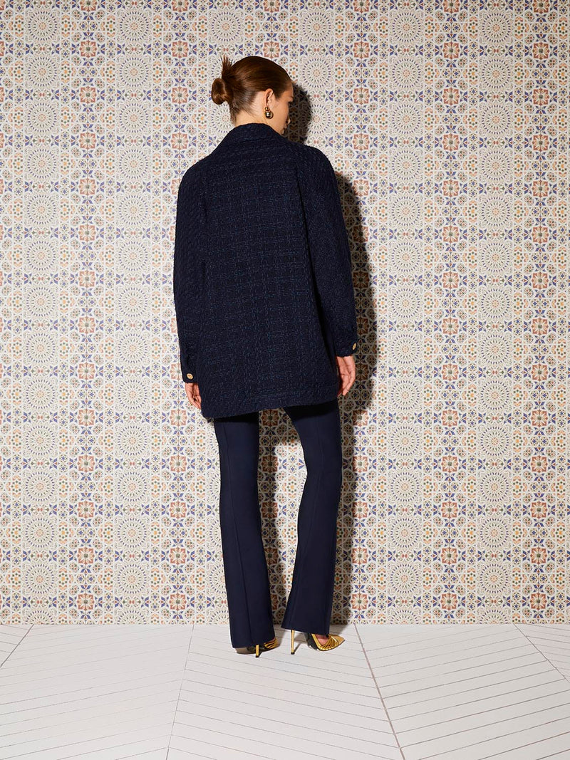 Nocturne Double Pocket Tweed Jacket Navy Blue