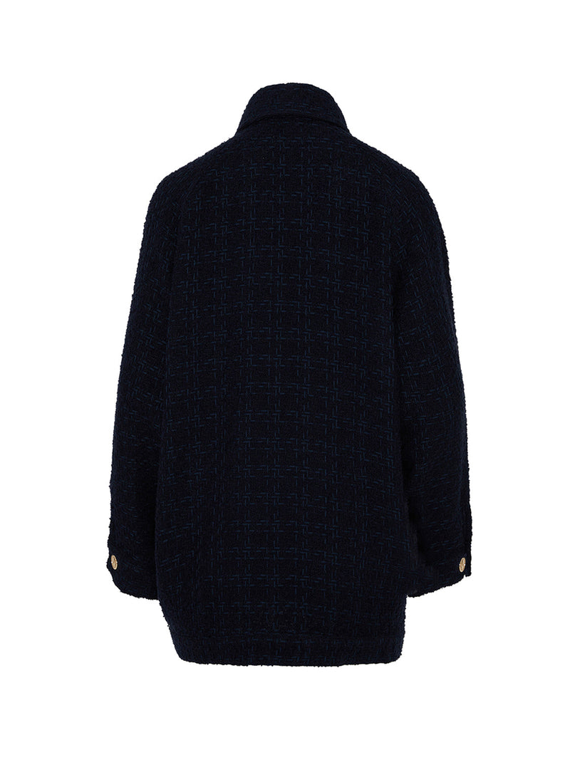 Nocturne Double Pocket Tweed Jacket Navy Blue