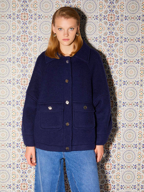 Nocturne Wool Blended Jacket Navy Blue