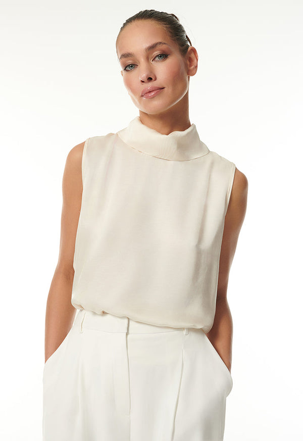 Choice High Neck Sleeveless Top Offwhite