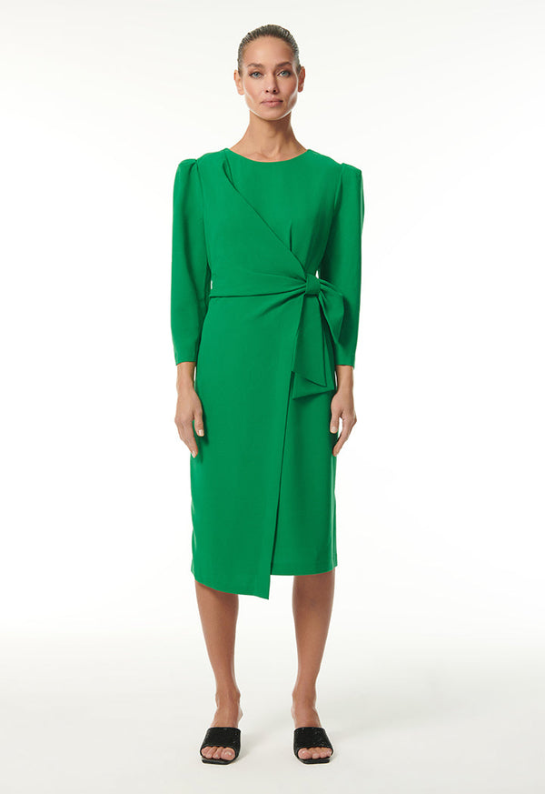 Choice Midi Dress With Wrap-Tie Detail Green