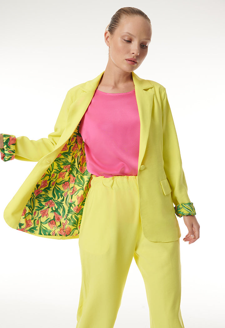 Choice Classic Blazer With Printed Lining Yellow