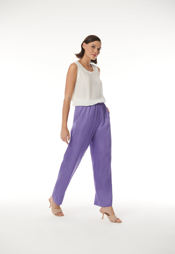 Choice Trendy Elasticated Waistband Pants Purple