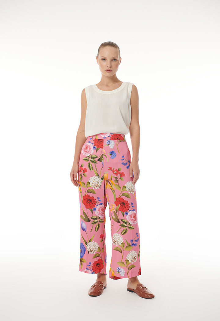 Choice Flower & Leaf Printed Pants Multicolor