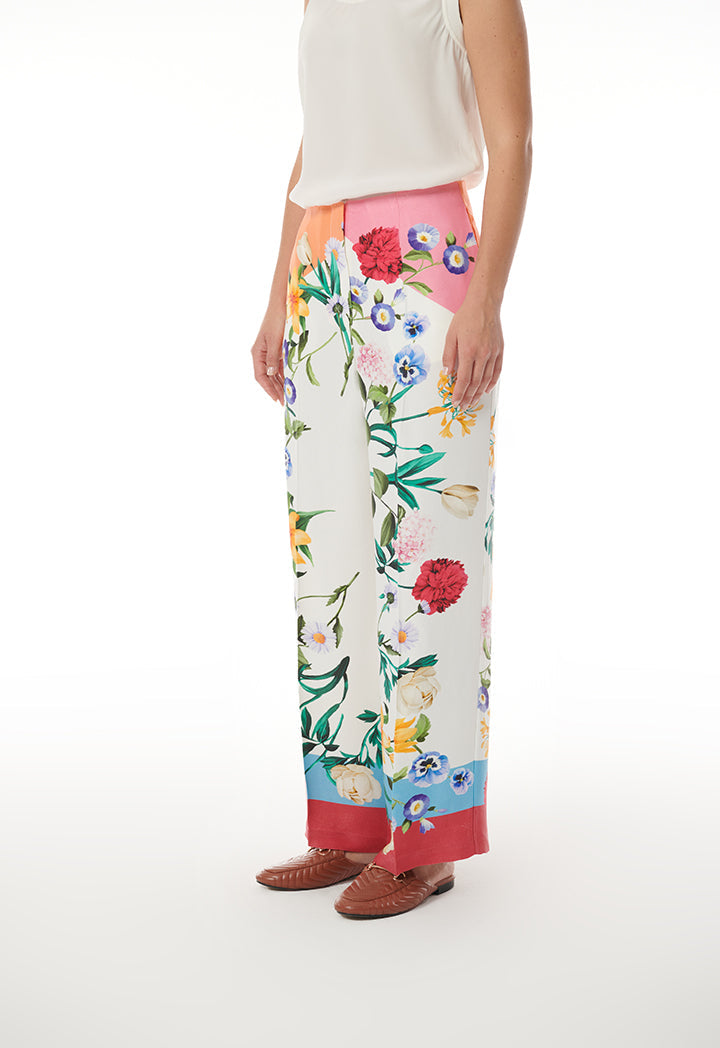 Choice Floral Multicolored Printed Straight Pants Multicolor