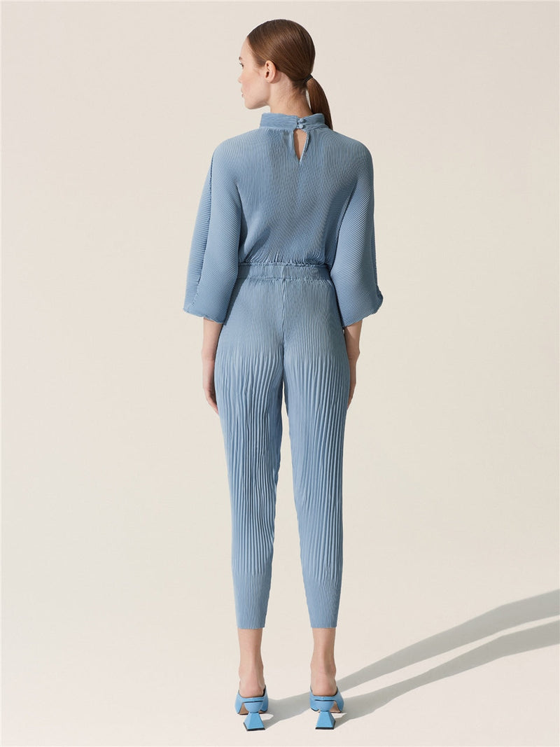 Baqa High Waist Pleated Trouser Turquoise