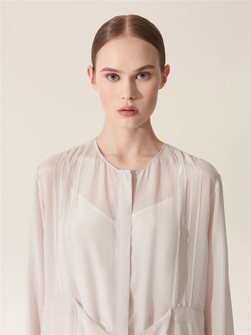 Baqa Tie Detail Sheer Blouse Lilac