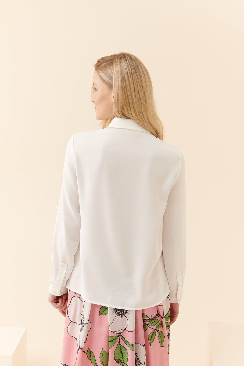 Roman Solid Long Sleeve Shirt Ecru