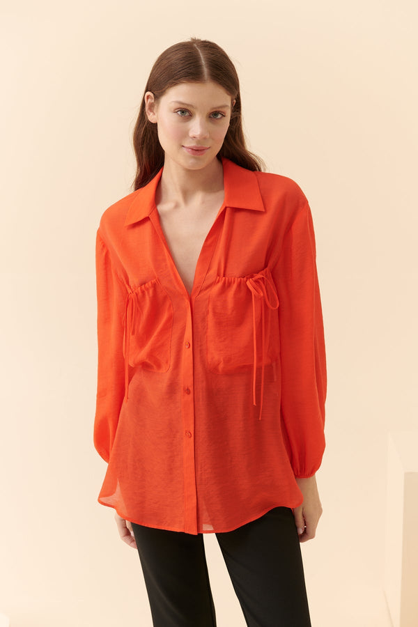 Roman Solid Shirt With Pocket Detail Orange