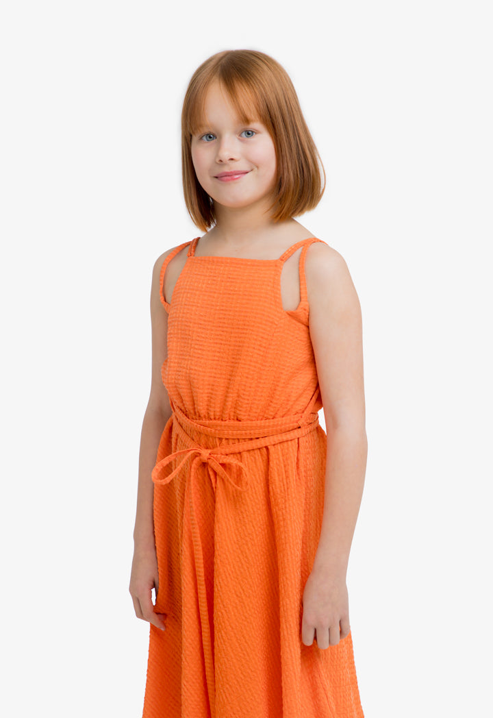 Choice Kids Solid Sleeveless Dress Orange