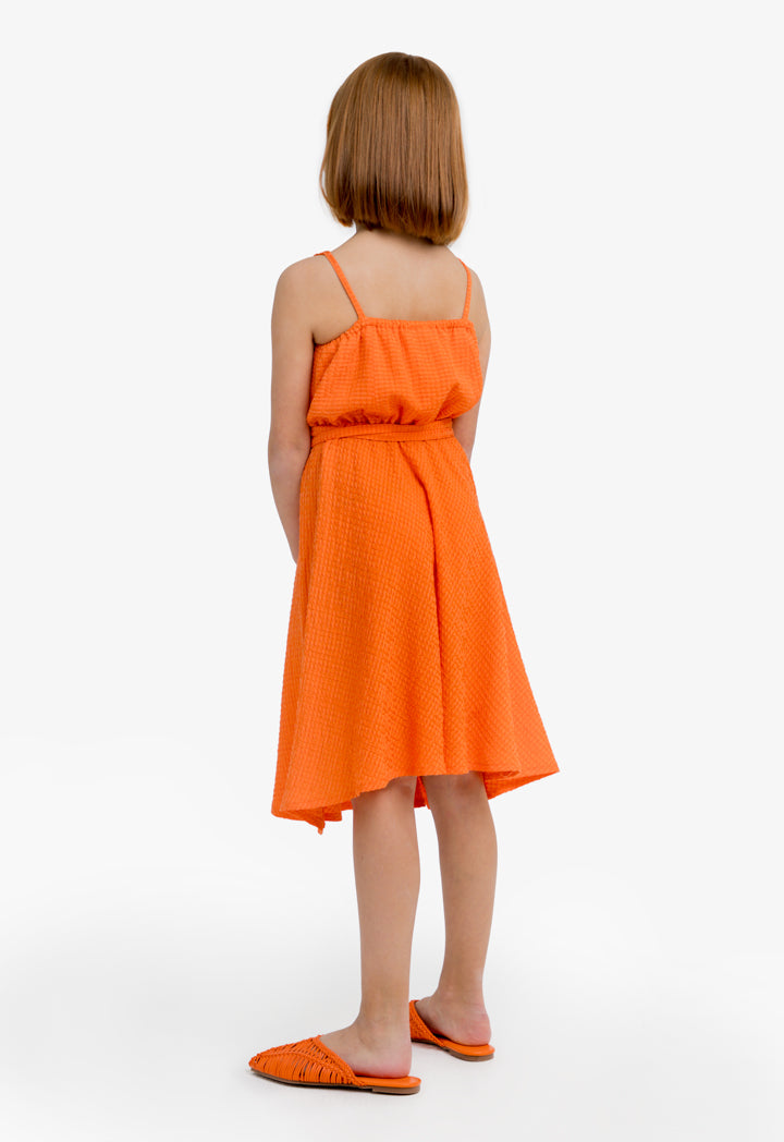 Choice Kids Solid Sleeveless Dress Orange