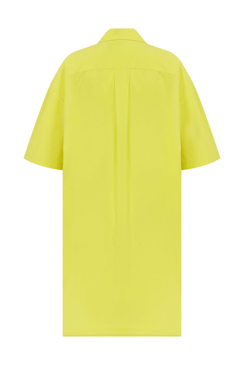 Roman Single Tone Shirt Dress Yellow