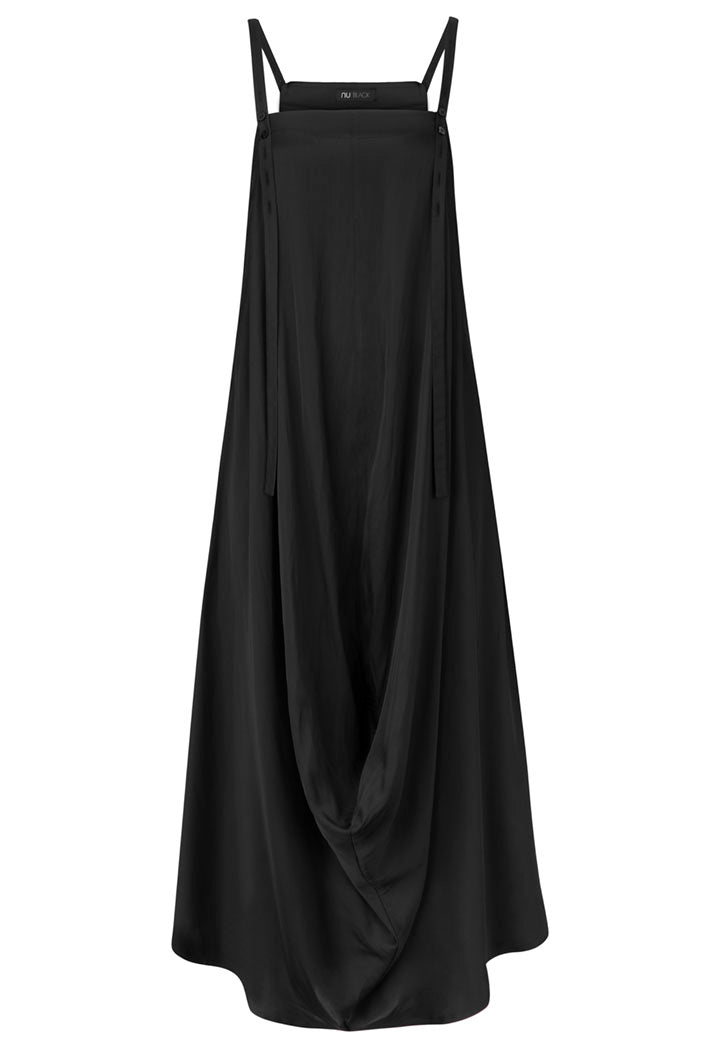 Nu Spaghetti Strap Drape Dress Black